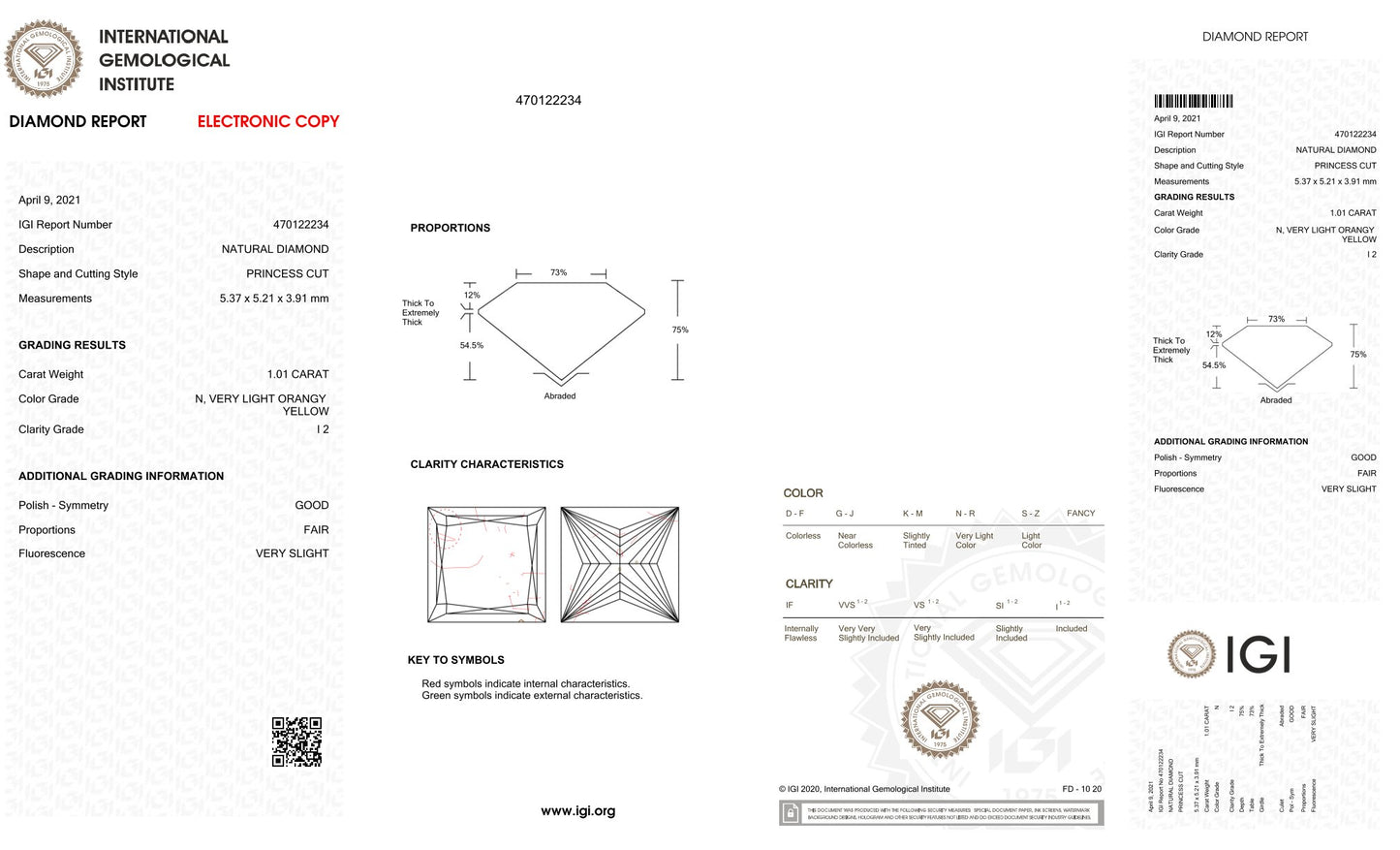 1.01Ct - NATURAL ORANGY YELLOW DIAMOND- IGI CERTIFIED