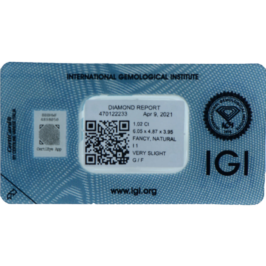 1.02Ct - 100% NATURAL NATURAL FANCY YELLOWISH DIAMOND