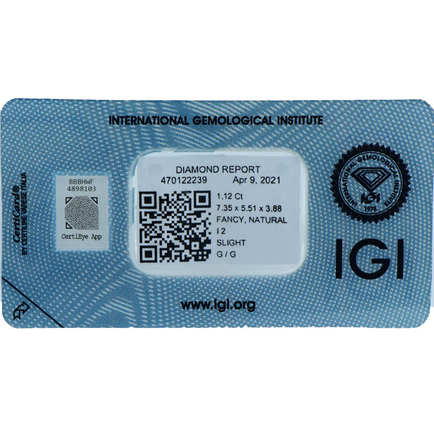 1.12 Ct - NATURAL FANCY BROWNISH YELLOW DIAMOND - IGI CERTIFIED