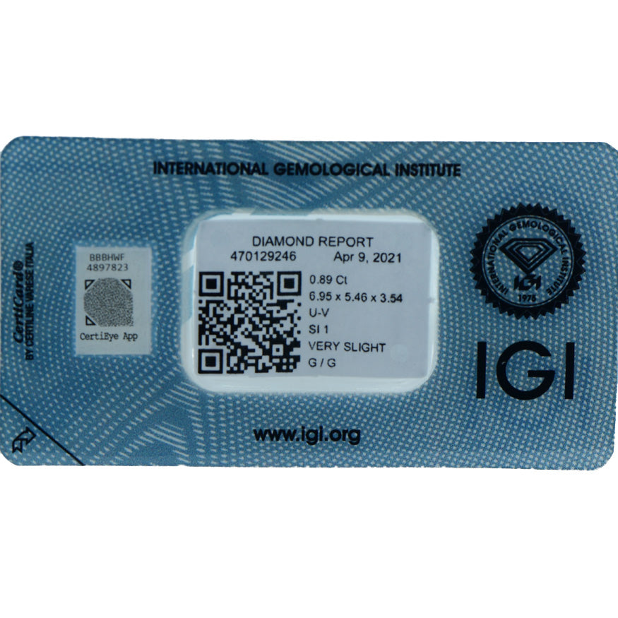 0.89Ct - NATURAL GREYISH YELLOW DIAMOND - IGI CERTIFIED