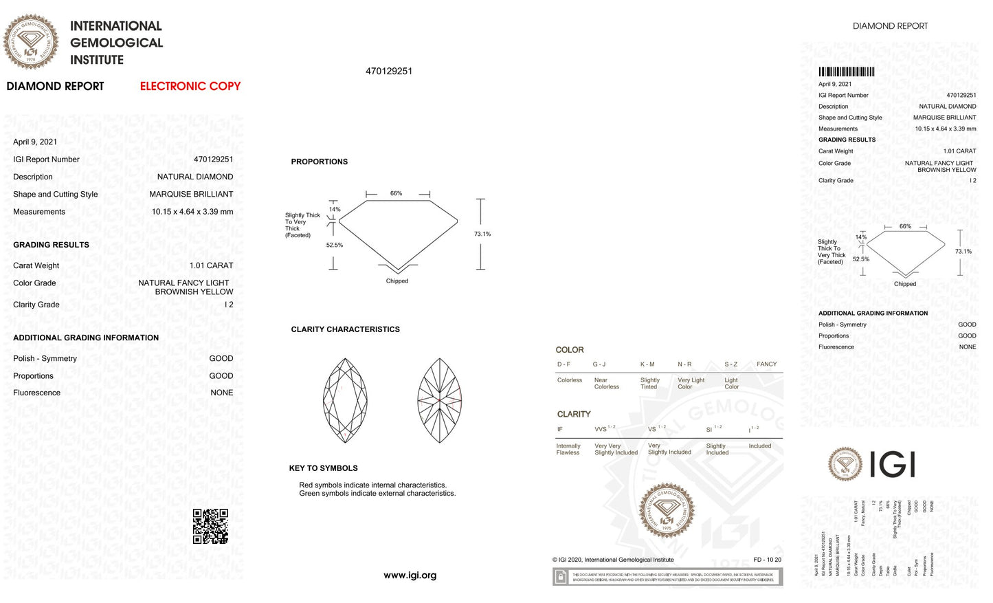 1.01 Ct- NATURAL FANCY YELLOW DIAMOND- IGI CERTIFIED