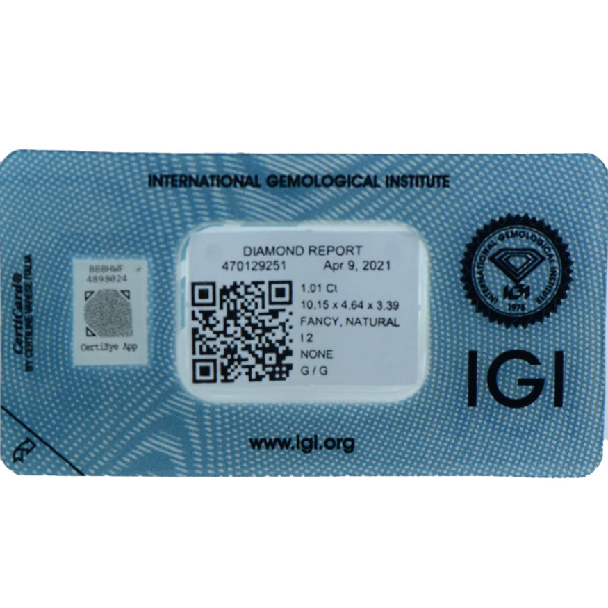 1.01 Ct- NATURAL FANCY YELLOW DIAMOND- IGI CERTIFIED