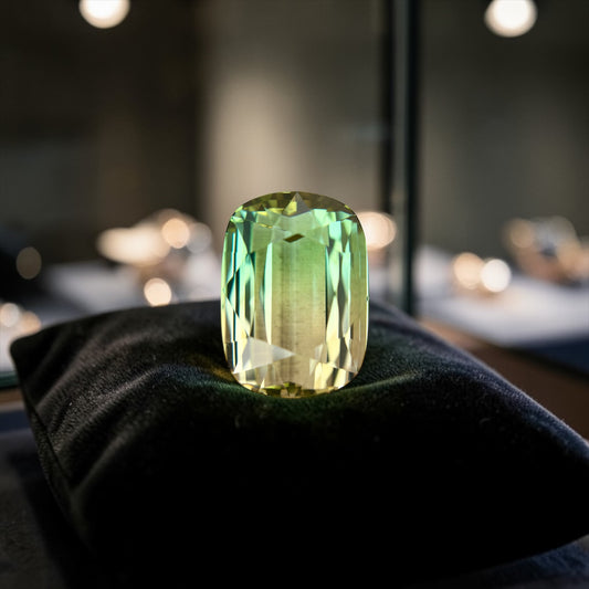 28.87 CT NATURAL BI COLOR TOURMALINE PERFECT CUSHION CUT